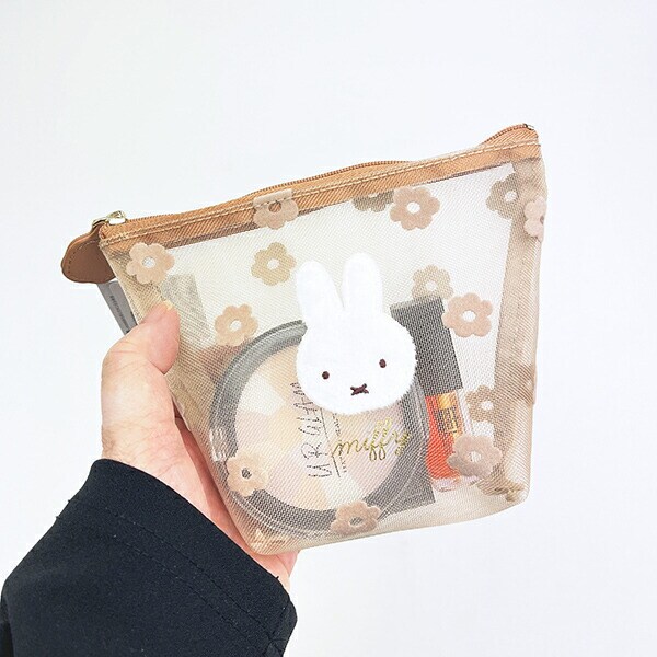 ミッフィー miffy メッシュ船形ポーチ ベージュ チェリーフルールシリーズ