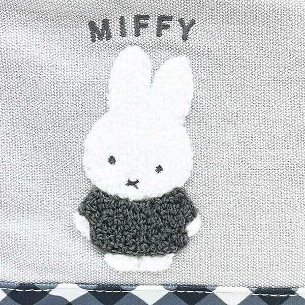 ミッフィー miffy ボックスポーチ グレー ダイアゴナルチェック