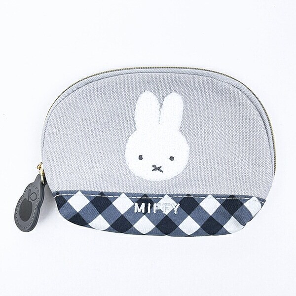 ミッフィー miffy ティッシュポーチ グレー ダイアゴナルチェック
