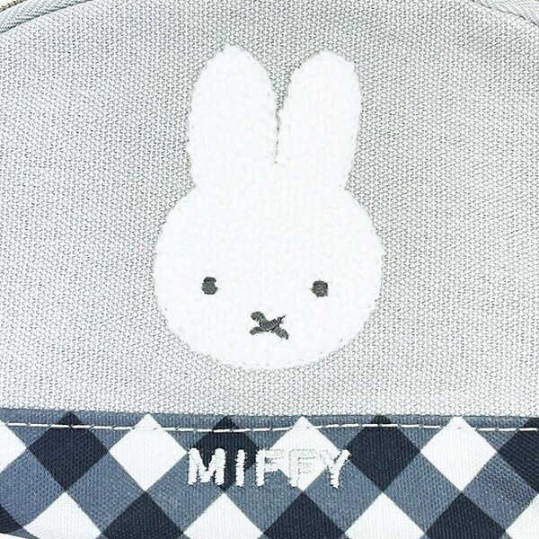 ミッフィー miffy ティッシュポーチ グレー ダイアゴナルチェック