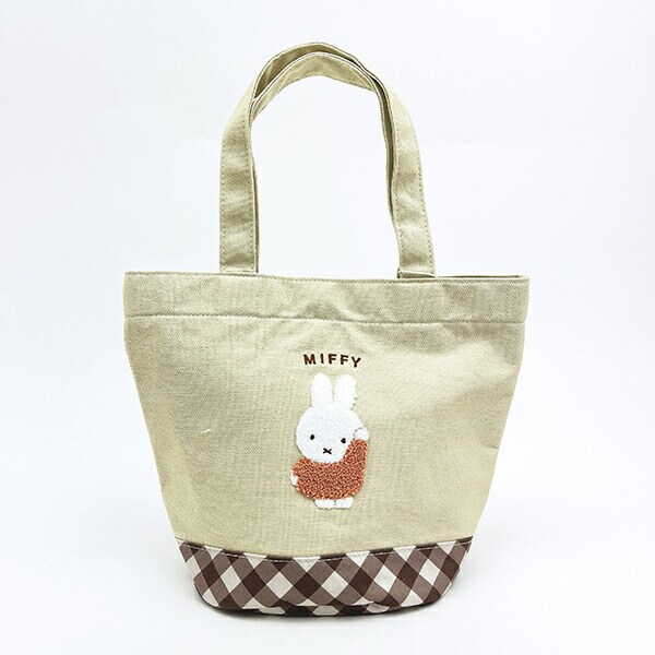 ミッフィー miffy ミニトートバッグ ベージュ ダイアゴナルチェック ランチ