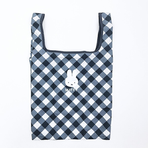 ミッフィー miffy エコバッグ グレー ダイアゴナルチェック