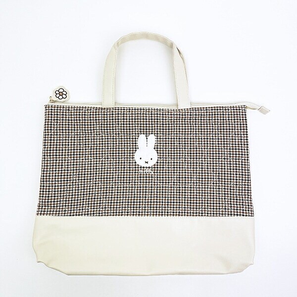 ミッフィー miffy レッスンバッグ (アイボリー) キルティングチェック