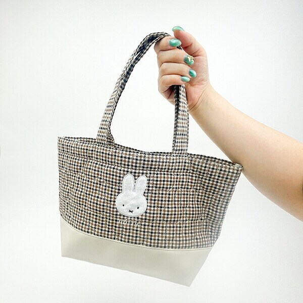 ミッフィー miffy トートバッグ (アイボリー) キルティングチェックシリーズ