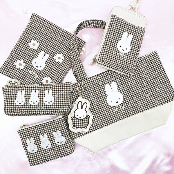 ミッフィー miffy トートバッグ (アイボリー) キルティングチェックシリーズ