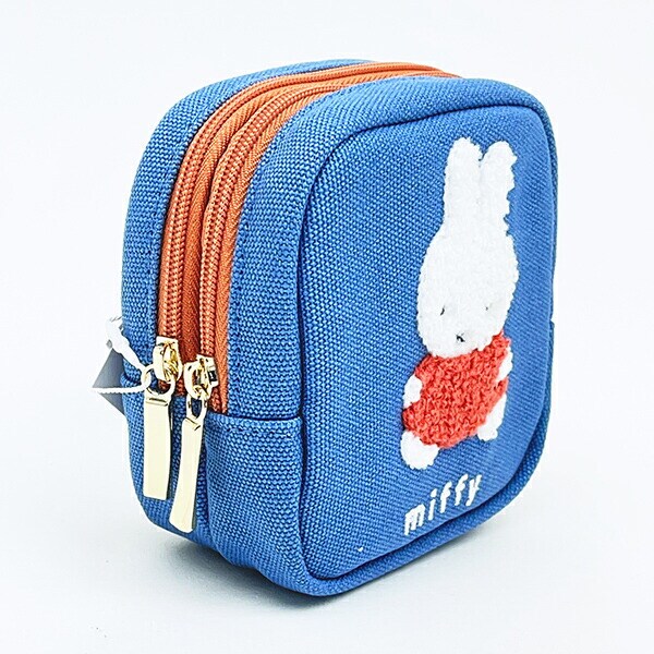ミッフィー miffy Wファスナーポーチ ブルー カラフルサガラ