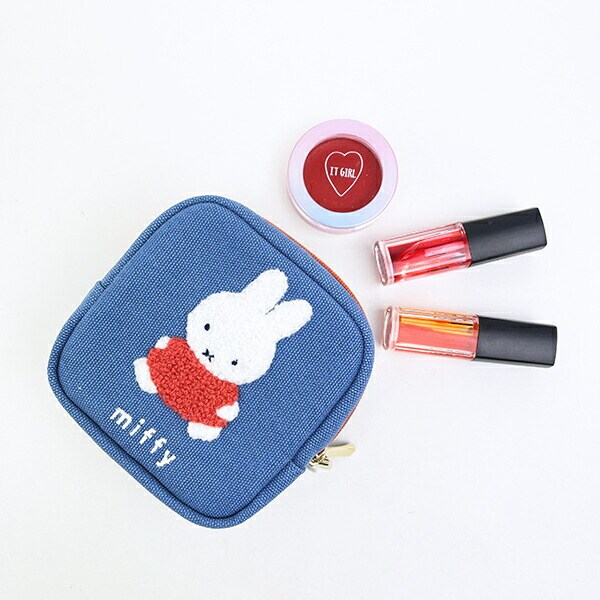 ミッフィー miffy Wファスナーポーチ ブルー カラフルサガラ