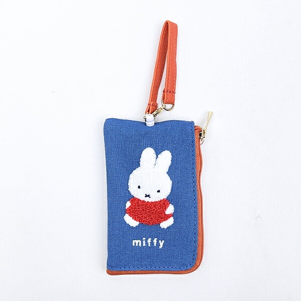 ミッフィー miffy キーパスポーチ ブルー カラフルサガラ 定期入れ
