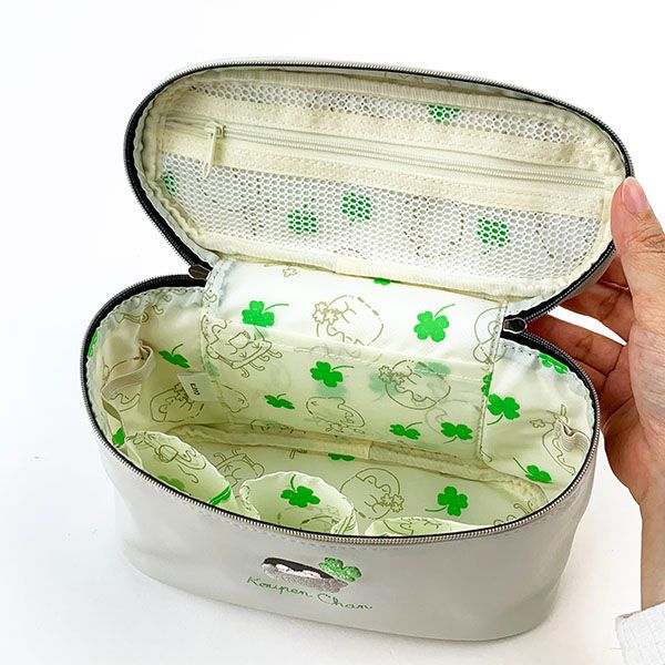コウペンちゃん  バニティーポーチ クローバー コウペンちゃん コスメポーチ グレー