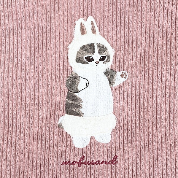 モフサンド mofusand うさぎ ミニトートバッグ (ピンク) 刺繍ボアシリーズ
