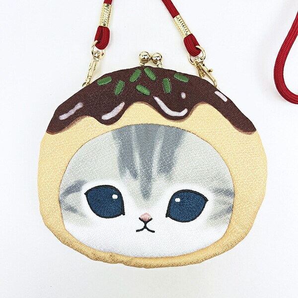 モフサンド たこやきにゃん ちりめん フェイスがま口ポーチ