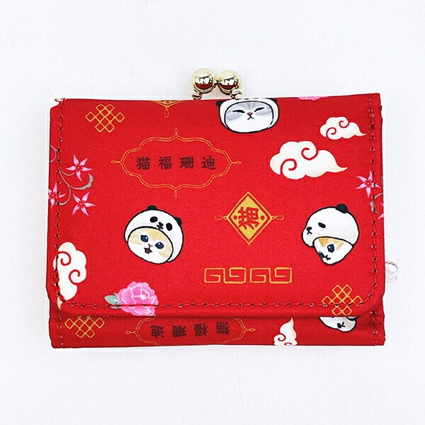 モフサンド パンダにゃん 三つ折り財布 レッド mofusand