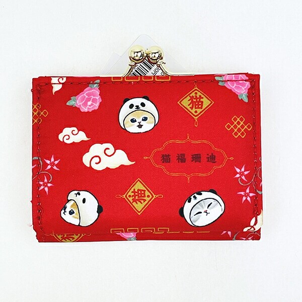 モフサンド パンダにゃん 三つ折り財布 レッド mofusand