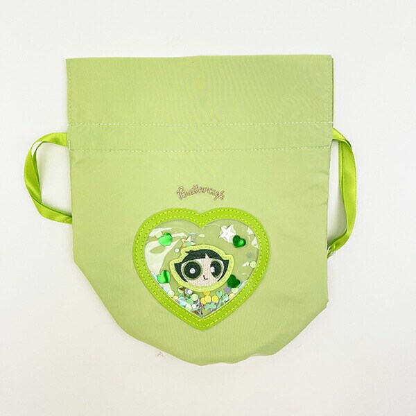 パワーパフガールズ バターカップ シャカシャカ巾着 グリーン 小物入れ