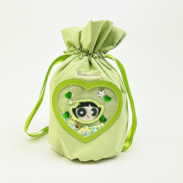 パワーパフガールズ バターカップ シャカシャカ巾着 グリーン 小物入れ