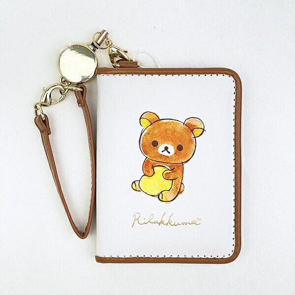 リラックマ リール付き オープンパスケース (アイボリー) 定期入れ ICカード