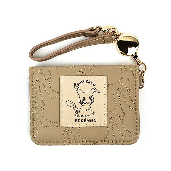 ポケットモンスター オープンパスケース ミミッキュ 定期入れ ベージュ ポケモン キルティング　ポケモン