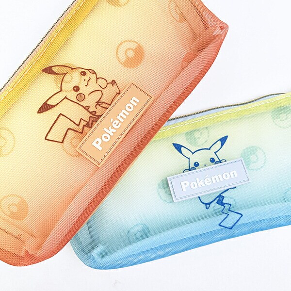 ポケットモンスター ピカチュウ メッシュスリムポーチ グラデーション ペンケース ブルー ポケモン
