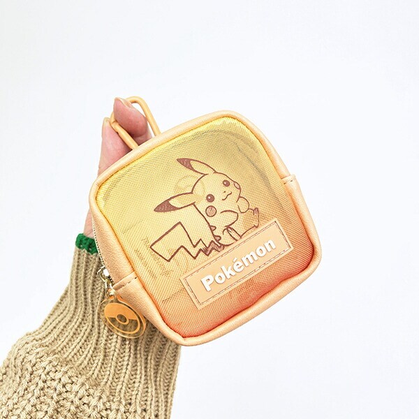 ポケットモンスター ピカチュウ カラビナ付メッシュミニポーチ グラデーション オレンジ ポケモン