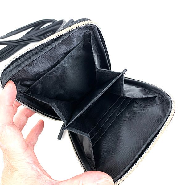 スヌーピー ラウンドジップショルダーチェック スマホポーチ スマホショルダー バッグ