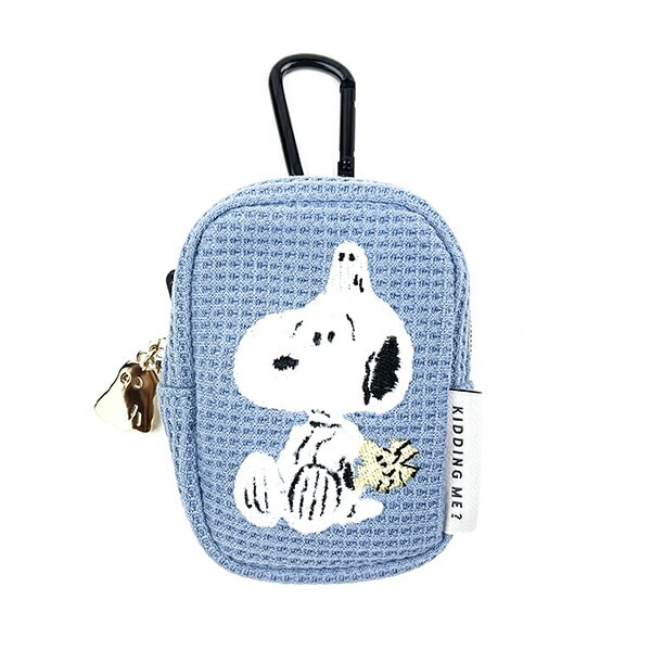 SNOOPY スヌーピー カラビナ付ミニポーチブルー おばけシリーズ 小物入れ 化粧品入れ(PWD)