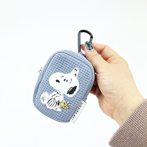 SNOOPY スヌーピー カラビナ付ミニポーチブルー おばけシリーズ 小物入れ 化粧品入れ(PWD)