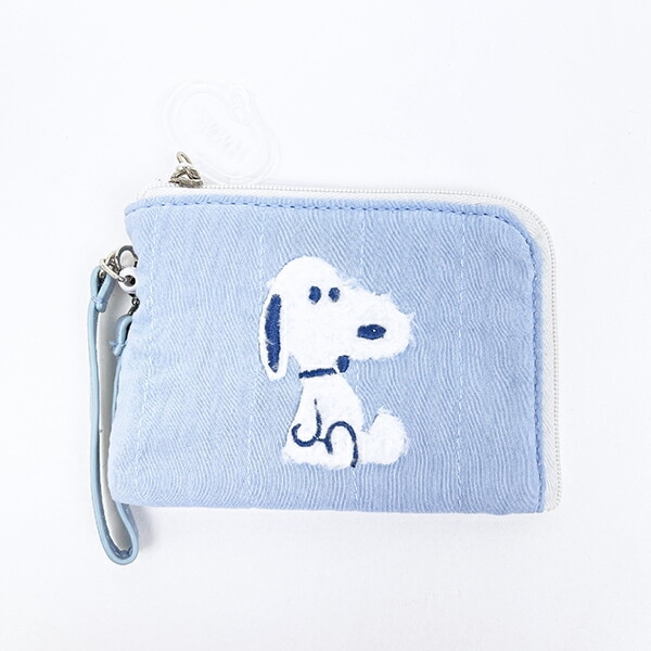 スヌーピー デイリーパスケース ぬいぐるみ ブルー 定期入れ SNOOPY