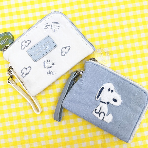 スヌーピー デイリーパスケース ぬいぐるみ ブルー 定期入れ SNOOPY