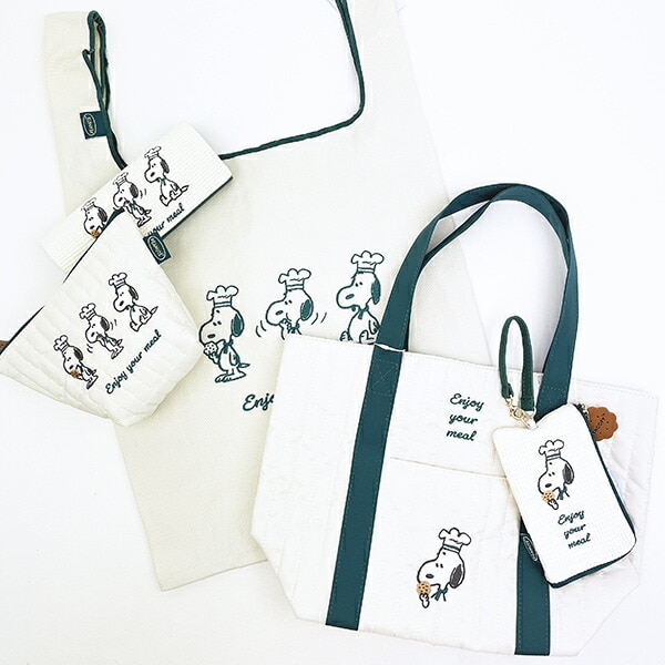 スヌーピー 舟形ポーチ グリーン シェフシリーズ SNOOPY