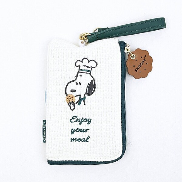 スヌーピー キーパスポーチ グリーン パスケース シェフシリーズ SNOOPY