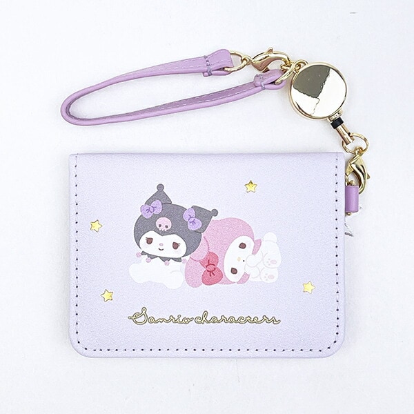 サンリオ マイメロディ クロミ オープンパスケース リール付き 定期入れ ICカード パープル sanrio
