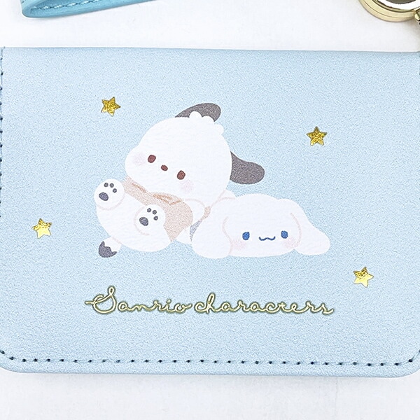 サンリオ シナモロール ポチャッコ オープンパスケース リール付き 定期入れ ICカード ブルー sanrio