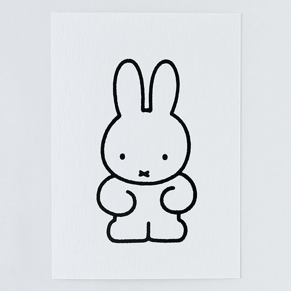 ミッフィー ポストカード（miffy） 白厚紙 黒箔押し メッセージカード 葉書 インテリア