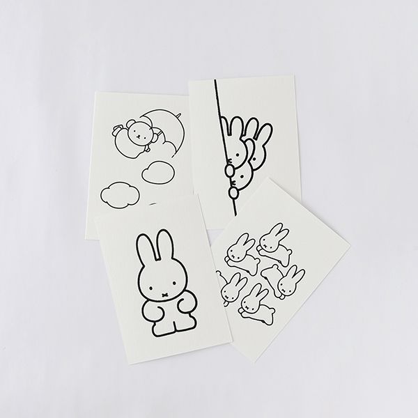 ミッフィー ポストカード（miffy） 白厚紙 黒箔押し メッセージカード 葉書 インテリア