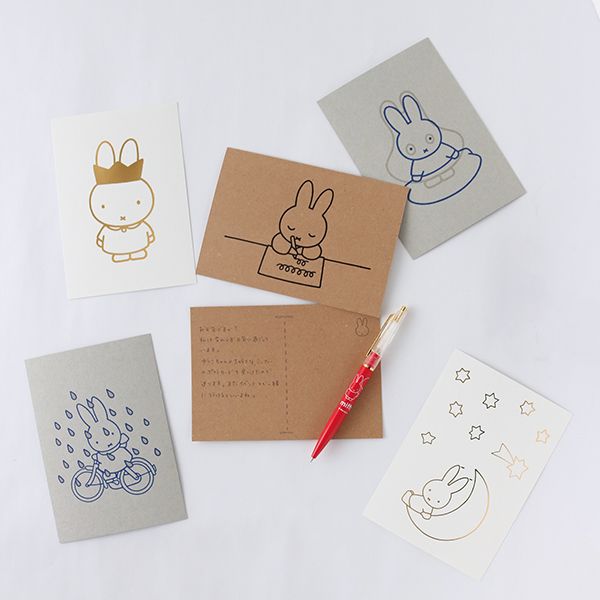 ミッフィー ポストカード（miffy） 白厚紙 黒箔押し メッセージカード 葉書 インテリア