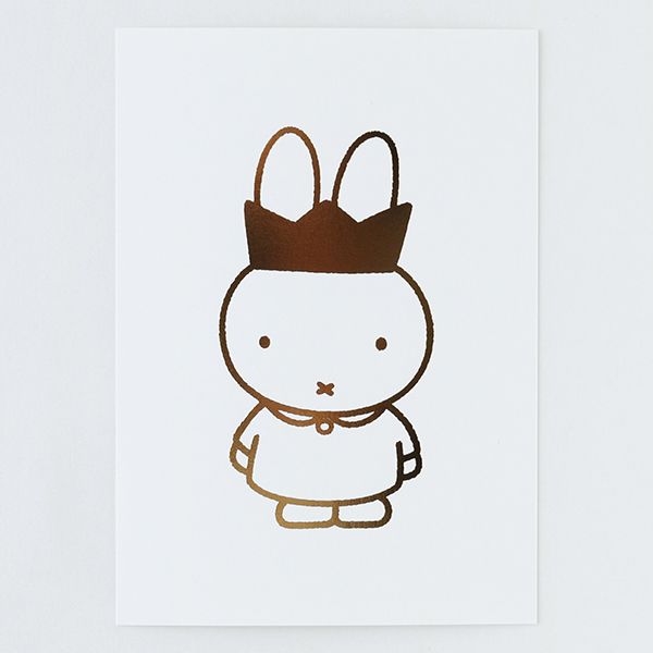 ミッフィー ポストカード（queen） 白厚紙 金箔押し メッセージカード 葉書 インテリア