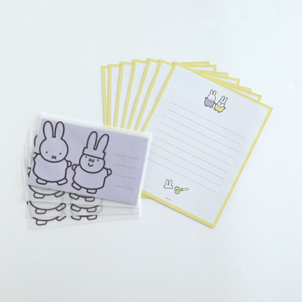 ミッフィー miffy レターセット (便箋×8,封筒×4) パープル 定型内