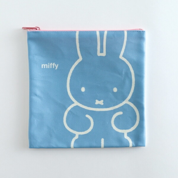 ミッフィー miffy スクエアポーチ 小物入れ ブルー 日本製