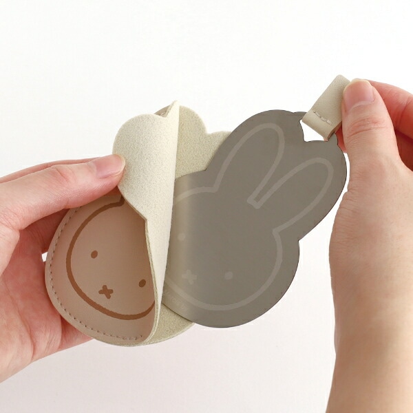 ミッフィー miffy ケース付き薄型ミラー ベージュ