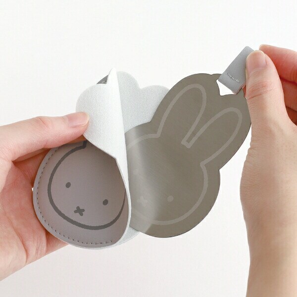 ミッフィー miffy ケース付き薄型ミラー グレー