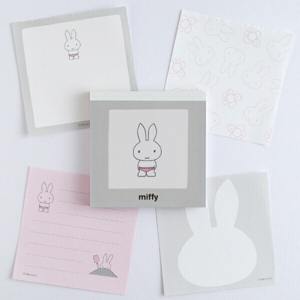 ミッフィー miffy メモパッド・スクエア グレー 文具 日本製