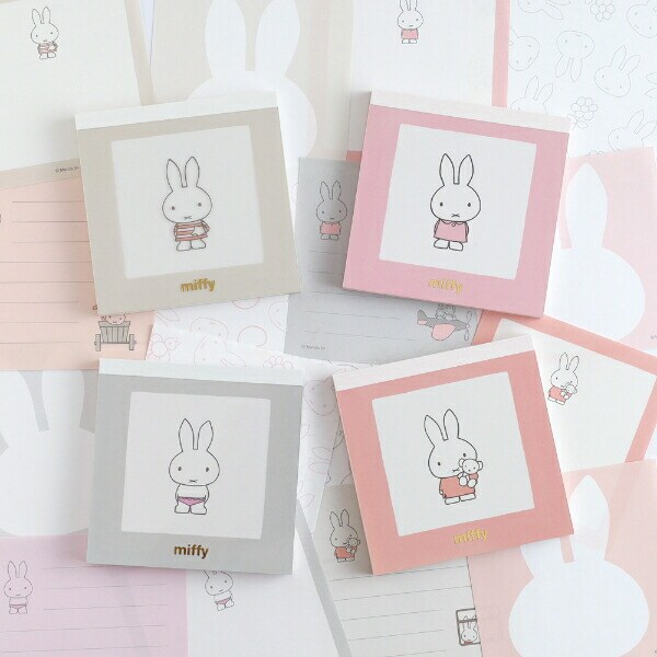 ミッフィー miffy メモパッド・スクエア グレー 文具 日本製