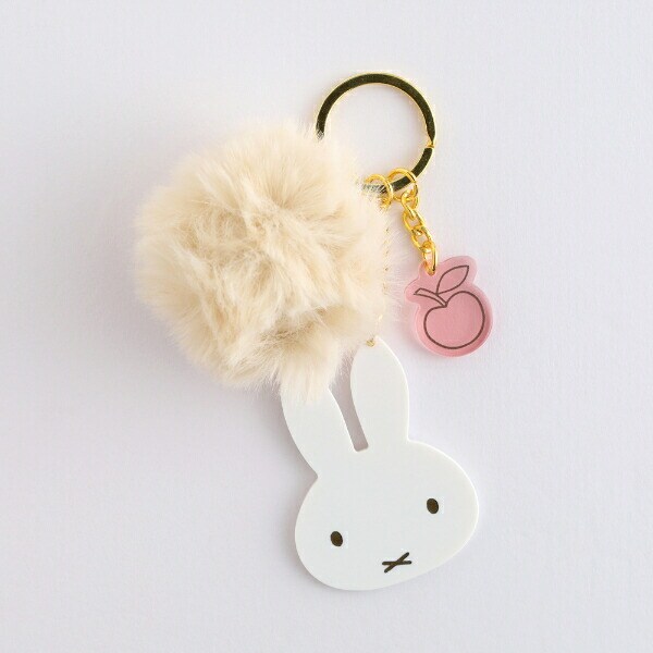 ミッフィー miffy ファー付きアクリルキーホルダー ベージュ