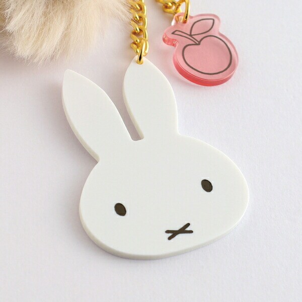 ミッフィー miffy ファー付きアクリルキーホルダー ベージュ