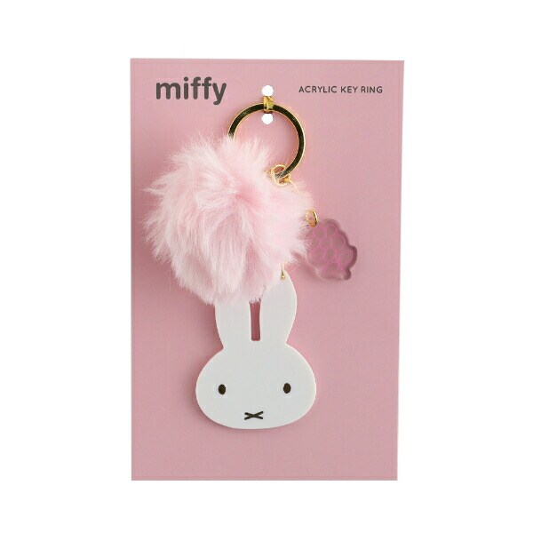 ミッフィー miffy ファー付きアクリルキーホルダー ピンク