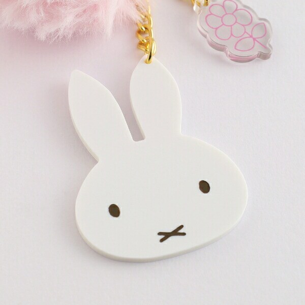 ミッフィー miffy ファー付きアクリルキーホルダー ピンク