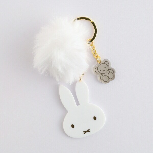 ミッフィー miffy ファー付きアクリルキーホルダー ホワイト