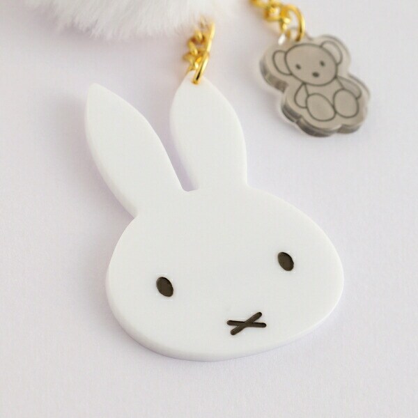 ミッフィー miffy ファー付きアクリルキーホルダー ホワイト