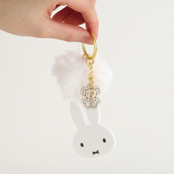 ミッフィー miffy ファー付きアクリルキーホルダー ホワイト