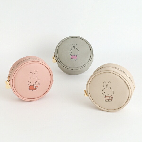 ミッフィー miffy 丸型ポーチ コーラル